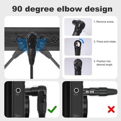 2 PCS 3.3FT Black Right Angle 3Pin XLR Straight Male To 90 Degree Female Mic