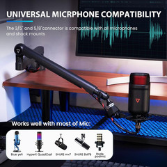 Adjustable Twist S6 Microphone Boom Arm with Cable Management for Streaming & Ga