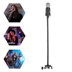 Black Microphone Stand Adjustable Microphone Holder w/ Desk Clamp for recording