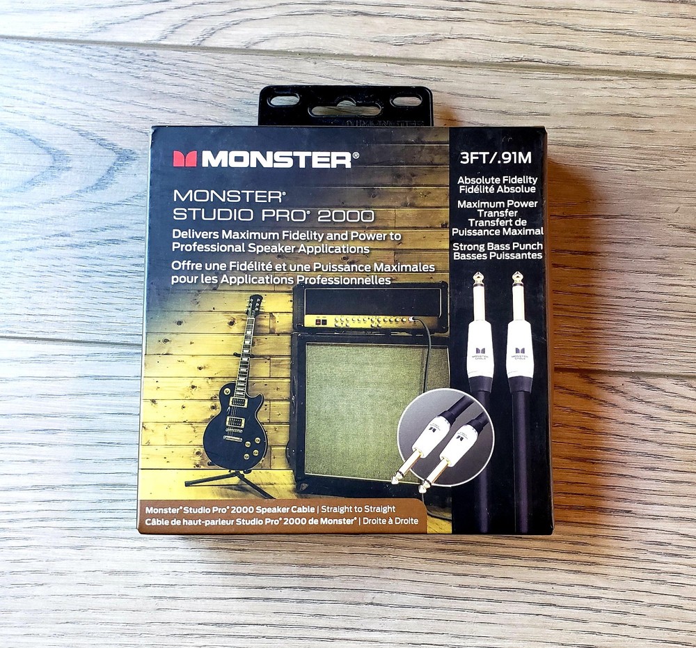 Monster Prolink Studio Pro 2000 1/4 inch TS to 1/4 inch TS Speaker Cable – 3 Ft