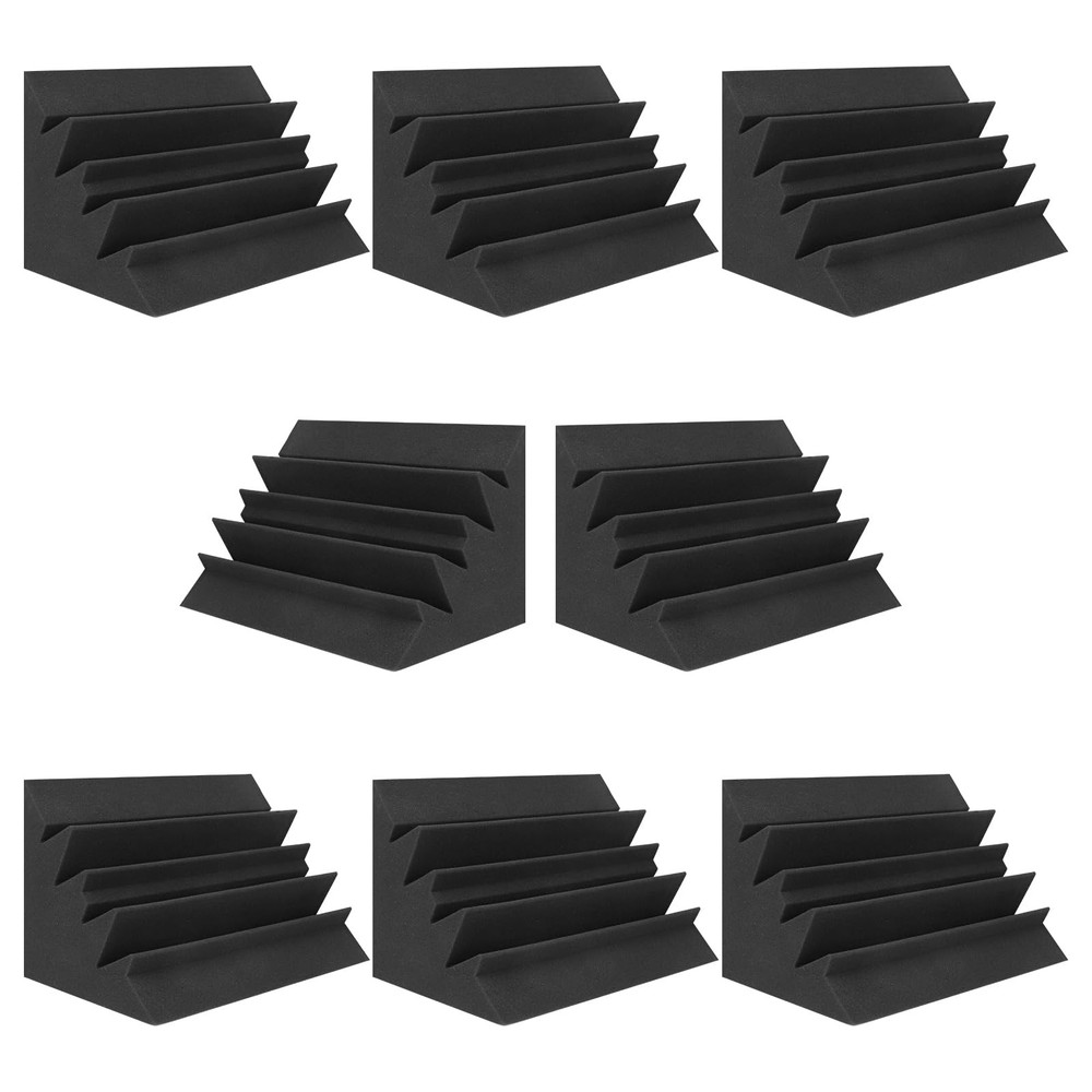 JBER 8 Pack Acoustic Foam Bass Trap Studio 8 Pack, 7 inches 8 Black
