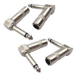 Right Angle 6.35mm 1/4 Inch TS Mono Plug, 4 Pack Audio 1/4″ 90 Degree Right