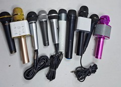 Lot of 10 Mixed Microphones – Untested, Used, Various Models and Colors