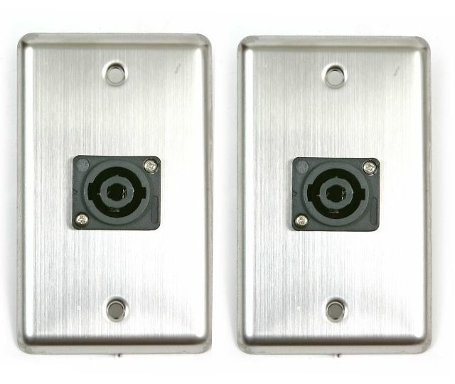 2 OSP Stainless Steel Duplex Audio Wall Plate with 1-Speakon NEUTRIK Connector