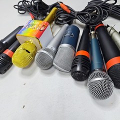 Lot of 10 Mixed Microphones – Untested, Various Models and Colors, Signs of Wear