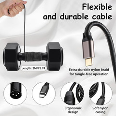 USB Type C to XLR Cable, 6.6 FT USB C to XLR Male Converter Adapter Cable Black
