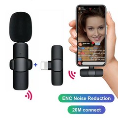 Plug Play Wireless Lavalier Mic Portable Clip Microphone for Phone Video Record