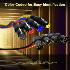 4-Channel XLR Snake Cables 4FT, 4 Colored XLR Male to Female Microphone Cable…