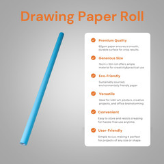 Fade Resistant Poster Roll – Sky Blue Colour (760Mm X 10M) – for Arts & Crafts,