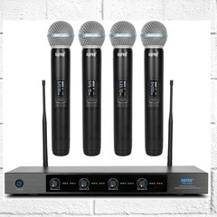 NWT! SGPRO 4-Channel Wireless Microphones w/250ft Range | Metal Mics & Receiver