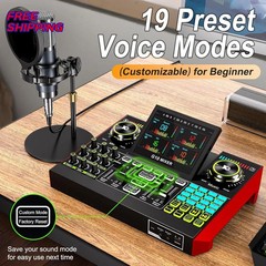 Podcast Equipment Bundle with Live Sound Card Audio Mixer 3.5mm Condenser NEW US