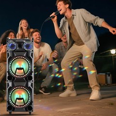 Dual 12″ Woofer Portable FM Bluetooth Party Speaker Deep Bass Sound With Mic US