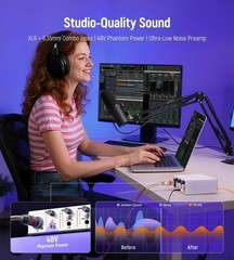 USB C Audio Interface for Music Recording, Streaming, Podcasting, 24bit/48kHz, X