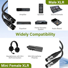 3 Pin XLR Male to Mini XLR Female (TA3F) Microphone Cable Adapter 3 Ft/2 Pack…