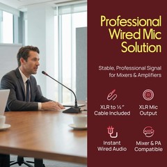 Desktop Gooseneck Wired Microphone System – Table Mounted 17X8X3, Black