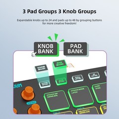 Portable Rechargeable MIDI Controller Wireless Connection 8 Knobs 6 Custom Keys