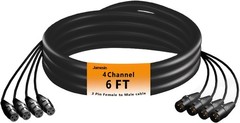 Jamesin 4 Channel XLR Cables 6 Feet Male to Female Snake Cable with Digital L…