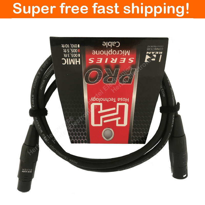 Hosa Pro Microphone Cable HMIC-005, Neutrik REAN Connectors XLR3F to XLR3M 5Ft