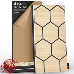 ArtVivid Hexagon Acoustic Panels Natural Oak 24x12x1.78″