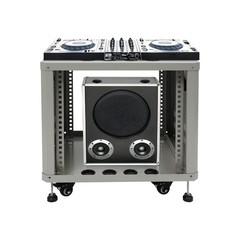9U Server Rack Cabinet Carbon Steel Grey Mobile Casters & Cable Ports