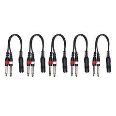 (5) Pack 1/4 Inch Stereo TRS Female to 2 X 1/4 Inch Male Mono Y Splitter Cable