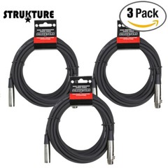 3-PACK Strukture PRO20M7 20FT XLR 7mm PVC High Quality Microphone Cable