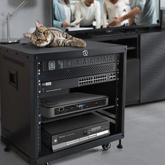 POMU 6U Stereo & Studio Rack with Caster Wheels, Rolling Network Cabinet, Open F