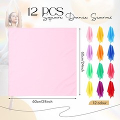 Shyyween 12 Pcs Chiffon Juggling Scarves Dance Scarves Bulk 24 x 24 Inches Co…