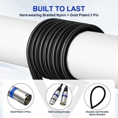 Heams Professional 4 Pack 25FT XLR Cables, 25FT, Upgraded 4 Color Connector