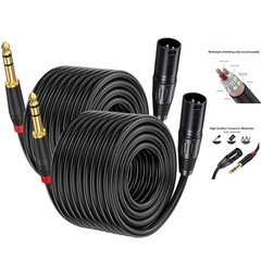 High-Quality 2-Pack 100 FT XLR to 1/4 Inch TRS Cables for Mic & Instruments