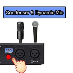 Microphone Preamp Mic Booster 4 Input Max 65db DI Box with 48V Phantom Power …