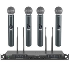 Phenyx Pro Wireless Microphone System, Quad Channel PTU-7000-4H, Black
