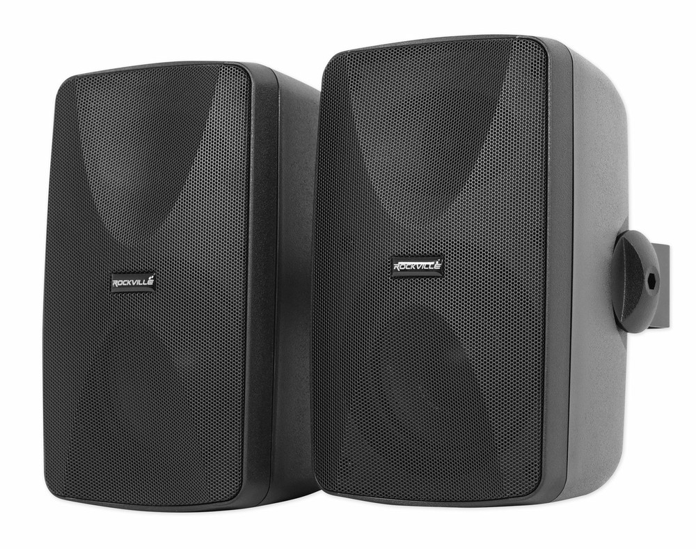 2 Rockville WET-7020B 5.25″ 70V Commercial Indoor/Outdoor Wall Speakers in Black