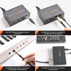 MIDI Thru 6 Box USB MIDI Interface 1-In 6-Out Wired Transmission with High-Speed