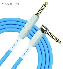 10ft Kirlin 1/4″ Mono M/M Straight to Right Angle Instrument Cable, Blueline