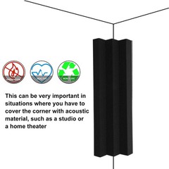 Useful Corner Bass Trap Sound Absorbing Acoustic Foamed Tile for Studio (Black)