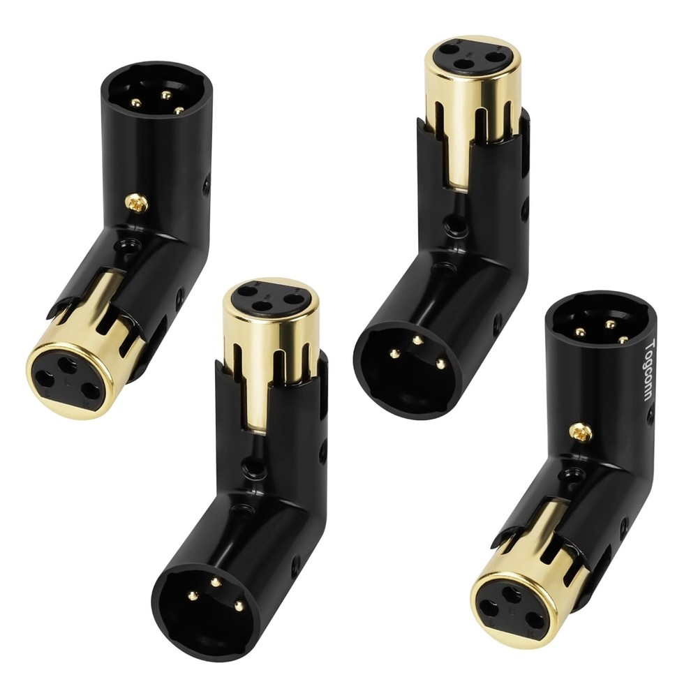Heavy Duty XLR Male to Female 4 Pack – 90° Adapter