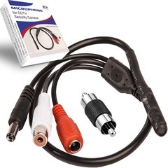 CCTV Microphone with Preamp RCA Audio Out 12V DC – Adjustable Gain for DVR/NVR/I