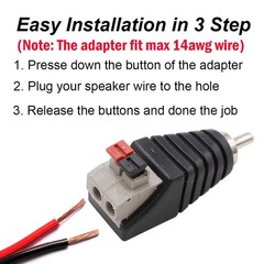 10-Pack Speaker Wire Cable to Audio Male RCA Connector Adapter Plug Jack