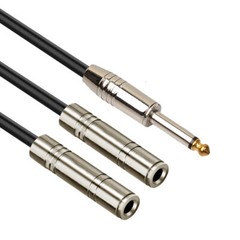 6.35mm 1/4″ TS Male Mono to Dual 1/4″ TS Female Mono Y Splitter Audio Cable 2Pcs