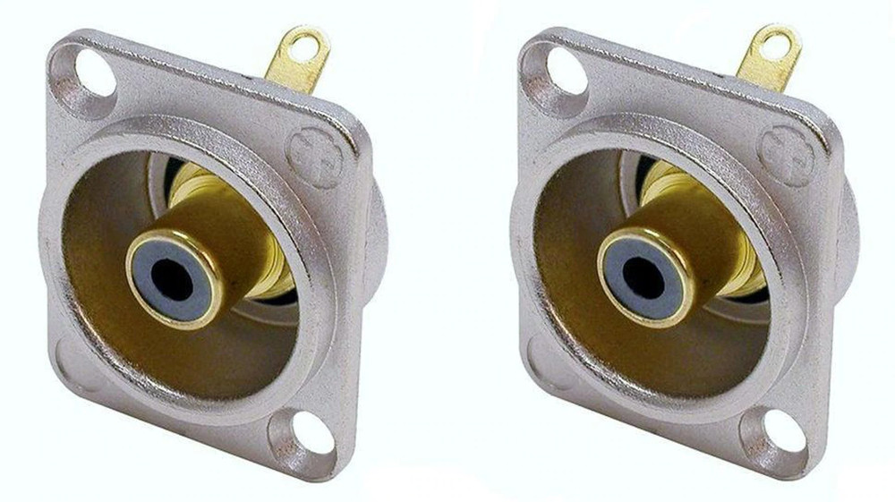 (2 Pack) Neutrik NF2D-0 Phono RCA Socket Nickel Panel Dshape w/Black Washer