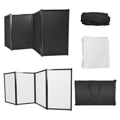 48″ X 25″ White&Black 4-Panel Foldable DJ Booth Background Booth W/Carry Bag
