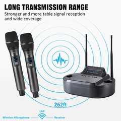 Rechargeable Handheld Wireless Microphone System, UHF Dual Professional Cordl…