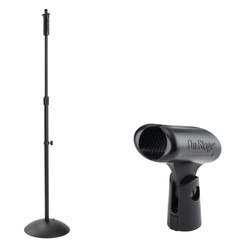 ProGrip Dome-Base Microphone Stand Heavy Duty + Unbreakable Rubber Vocal Clip