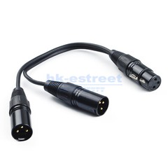 4Pcs 3-Pin XLR 1 Female Plug to Dual 2 Male Y Splitter Mic Cable Adaptor Black