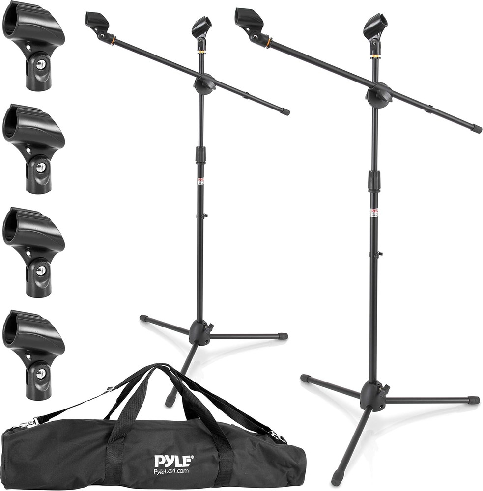 Universal Tripod Microphone Stand – Pair of Adjustable Height 27.5” to 52” High