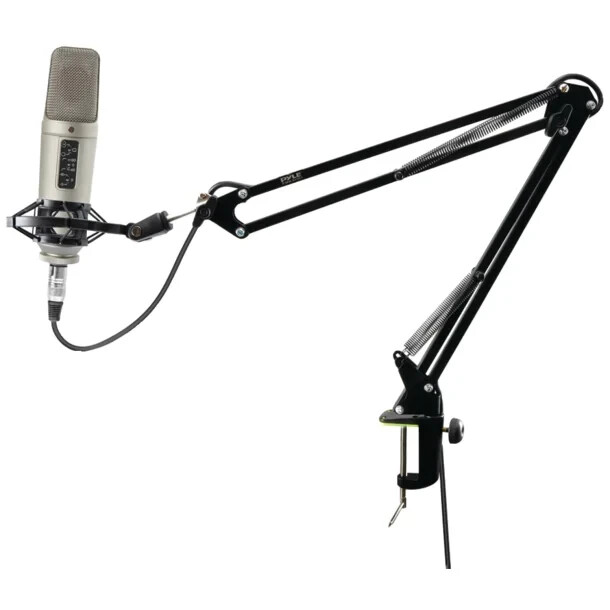 Microphone Stand – Universal Table Clamp Boom Shock Microphone Mount – Pyle New