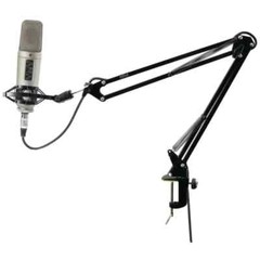 Microphone Stand – Universal Table Clamp Boom Shock Microphone Mount – Pyle New