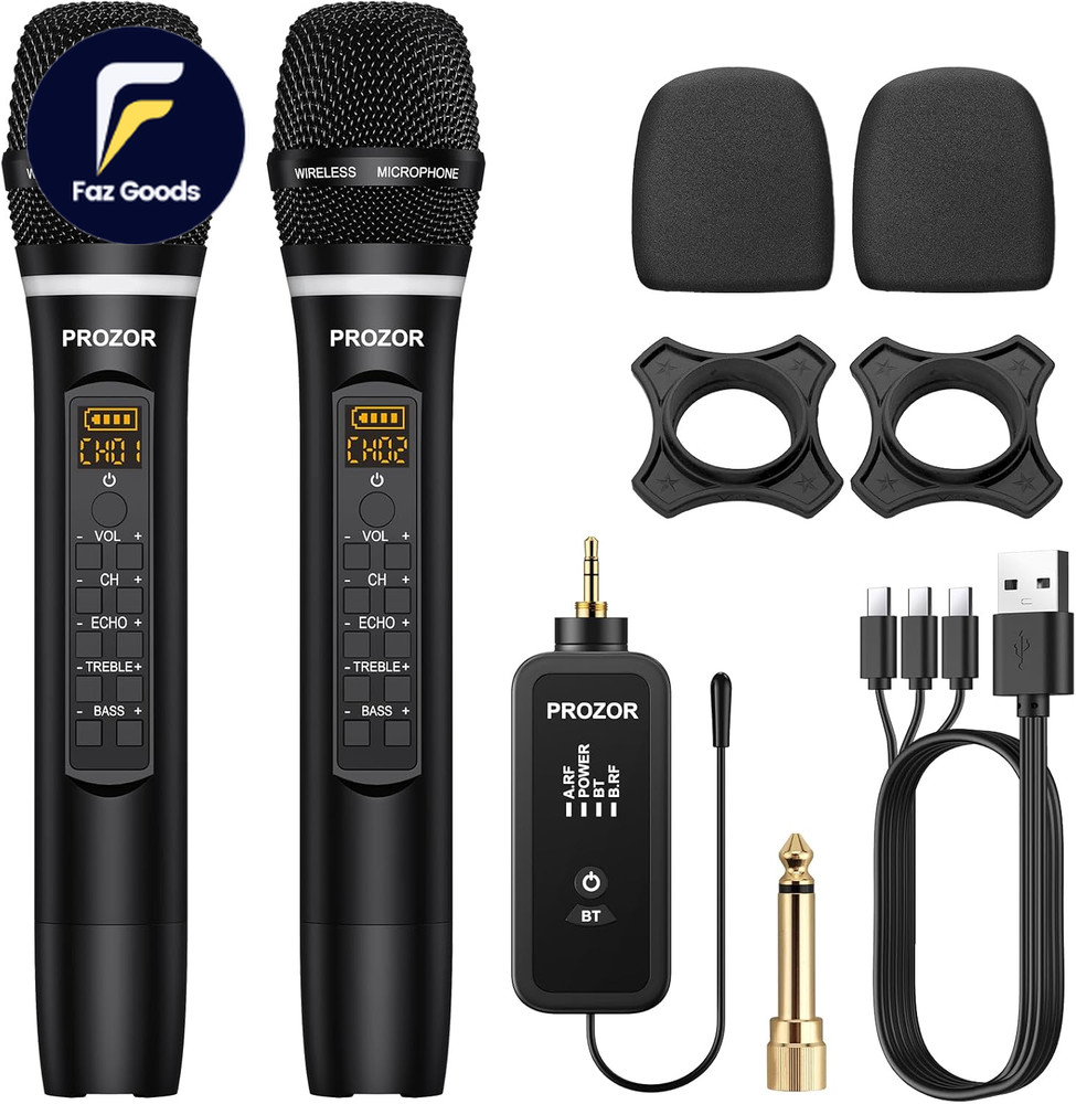 UHF Wireless Microphone with Volume Treble Bass Echo Control Wireless Recharge