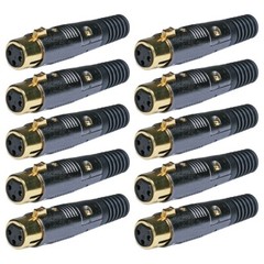 10x 3-Pin Female XLR Mic Microphone Premium Audio Cable Plug Gold Connector Jack